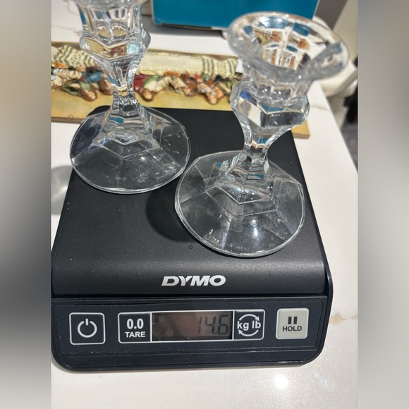 Pair of Vintage Elegant Clear Glass Candle Holders 4.25” - Picture 6 of 6